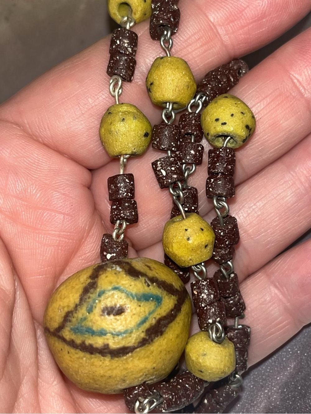 STUNNING HANDMADE WEST AFRICAN KROBO POWDER-GLASS STATEMENT NECKLACE